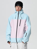 Women's Searipe Retro Vibe color block baggy snow jacket by Les Odettes, featuring a stylish winter design with vibrant color blocking.