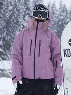 Women's Rabbit Snow ChillRider Thermal Mountain Pro Snow Jacket by Les Odettes, featuring a cozy rabbit fur hood and insulated design.