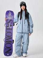 Women's Searipe Durable Mountain Pro snowboard suit by Les Odettes, featuring waterproof fabric, insulated design, and adjustable straps.