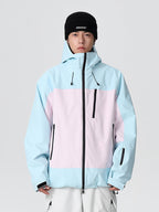 Women's Searipe Retro Vibe Color Block Snow Jacket by Les Odettes, showcasing a stylish baggy fit and vibrant color block design.