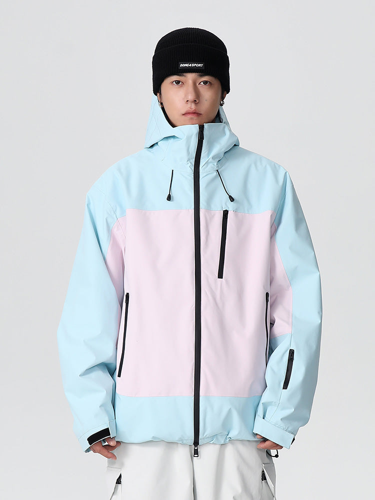 Women's Searipe Retro Vibe Color Block Snow Jacket by Les Odettes, showcasing a stylish baggy fit and vibrant color block design.