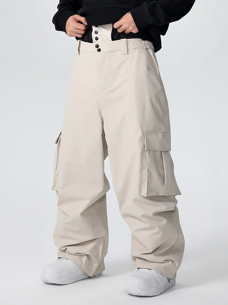 Men's Searipe durable mountain snow pants by Les Odettes, baggy all-function men's snow pants with reinforced fabric and adjustable waist.