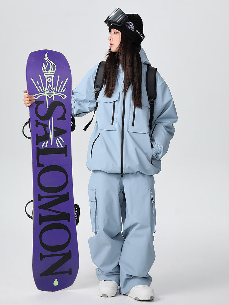 Men's Searipe durable mountain snow suit by Les Odettes, designed for all-function mountain snowboarding, with insulated waterproof material.