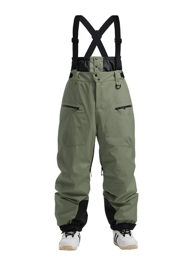 Women's snow pants by Les Odettes, durable mountain cargo snow bibs with all-function design and snow-resistant fabric.