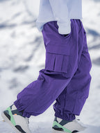 Men's Rabbit Snow StreetFlow Freestyle Cargo Baggy Snow Pants by Les Odettes, showing the relaxed fit and winter-ready design.