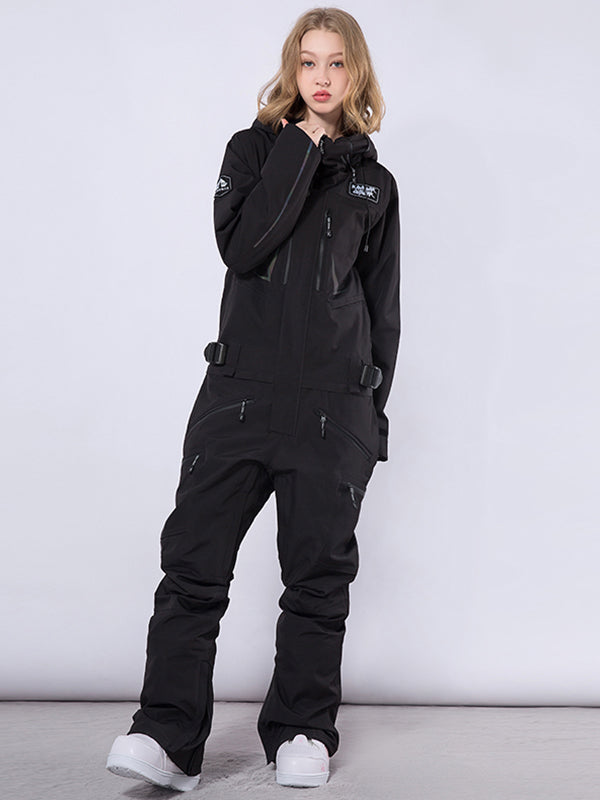 Men's RAWRWAR high land cargo one-piece snowsuit by Les Odettes, featuring a durable winter snow suit with cargo pockets and insulated design.