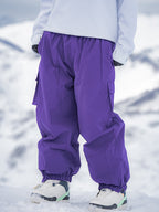 Men's Rabbit Snow StreetFlow Freestyle Cargo Baggy Snow Pants by Les Odettes, showing the relaxed fit and winter snow-resistant fabric.
