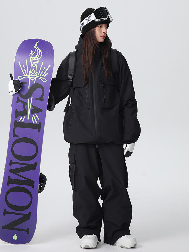 Women's Les Odettes Searipe durable mountain snow suit, all-function snowboard suit with waterproof and insulated features.