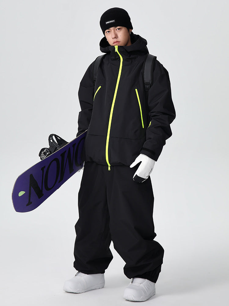 Men's Searipe unisex mountain snow suit by Les Odettes, durable all-weather baggy snow jacket with insulated design for winter activities.