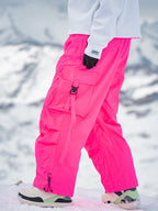 Men's Rabbit Snow UrbanRush Prime Cargo Baggy Snow Pants by Les Odettes, showing the dark, baggy winter snow pants with multiple pockets.