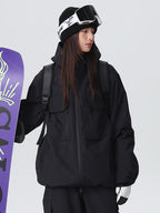 Men's Les Odettes Searipe mountain snow jacket with durable waterproof fabric, high collar, and multiple pockets for all-weather outdoor activities.