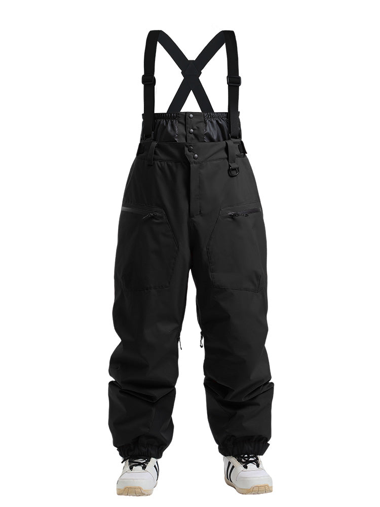 Men's Les Odettes snow pants, durable mountain cargo snow bibs with all-weather functionality and adjustable straps.