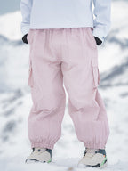 Men's Rabbit Snow StreetFlow Freestyle Cargo Baggy Snow Pants in black with multiple pockets and reinforced knees for winter snow activities.