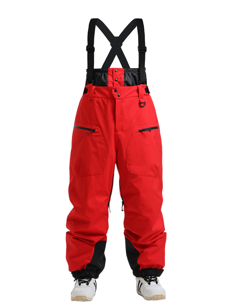 Womens snow pants by Les Odettes, durable mountain cargo snow bibs with all-function design for winter outdoor activities.