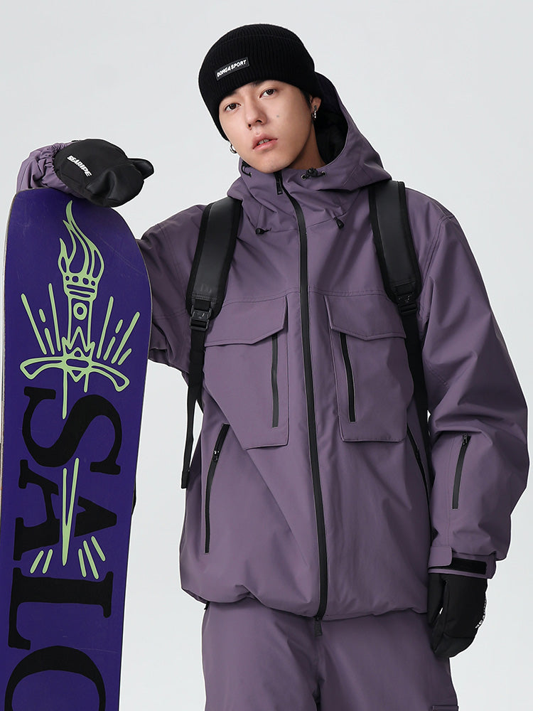 Men's Searipe Durable Mountain Pro snow jacket by Les Odettes, featuring waterproof fabric, insulated design, and mountain-ready features.