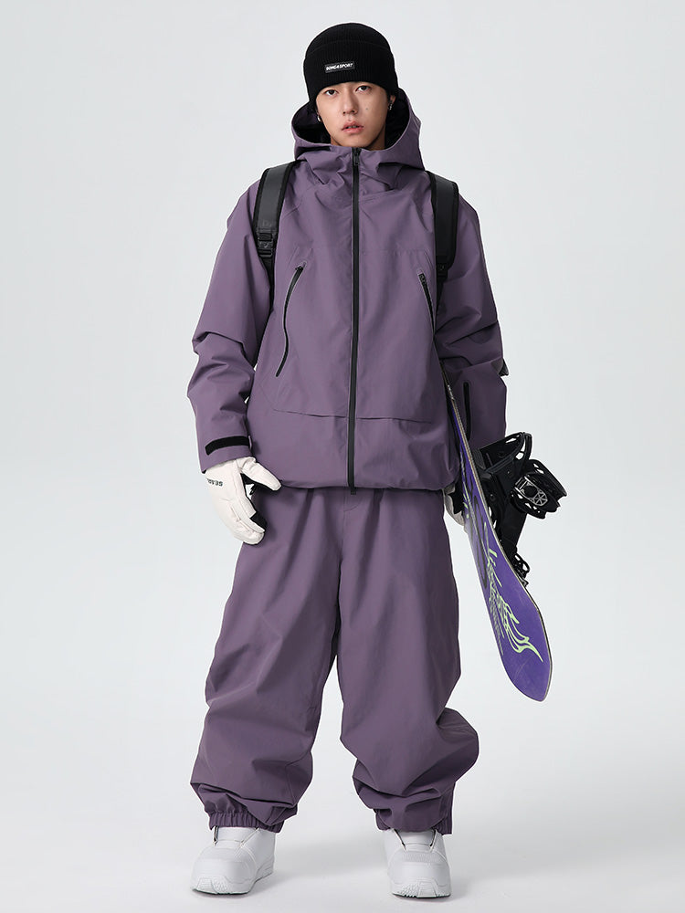 Men's Searipe unisex mountain snow suit by Les Odettes featuring durable, all-weather baggy design for winter outdoor activities.