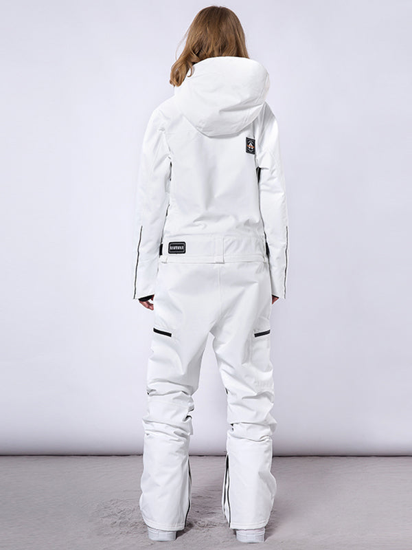 Men's Les Odettes RAWRWAR high land cargo one-piece snowsuit with insulated design and multiple cargo pockets in a rugged winter style.
