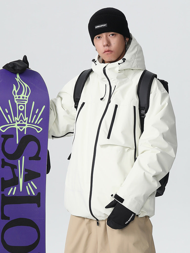 Men's Searipe Durable Mountain Pro all-terrain snow jacket by Les Odettes, featuring a rugged design and insulated exterior for winter activities.