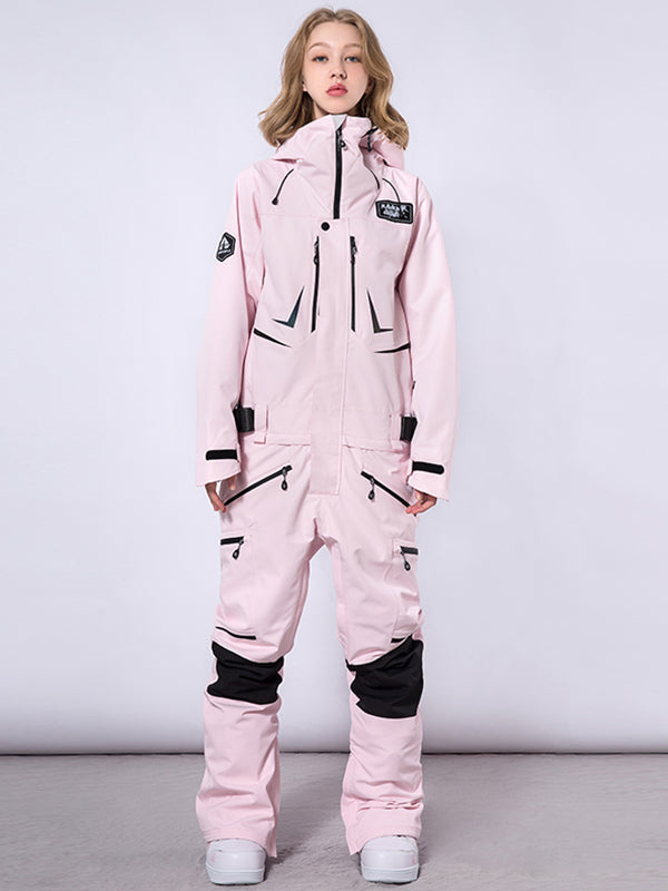 Men's Les Odettes RAWRWAR high land cargo one-piece snowsuit, rugged winter outerwear with multiple cargo pockets and insulated design.
