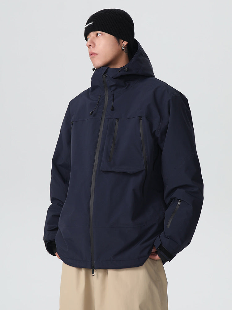 Men's Searipe durable mountain pro all-terrain snow jacket by Les Odettes, featuring a rugged design with multiple pockets and insulated fabric.
