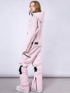 Men's RAWRWAR high land cargo one-piece snowsuit by Les Odettes, shown in a winter outdoor setting, designed for cold weather.