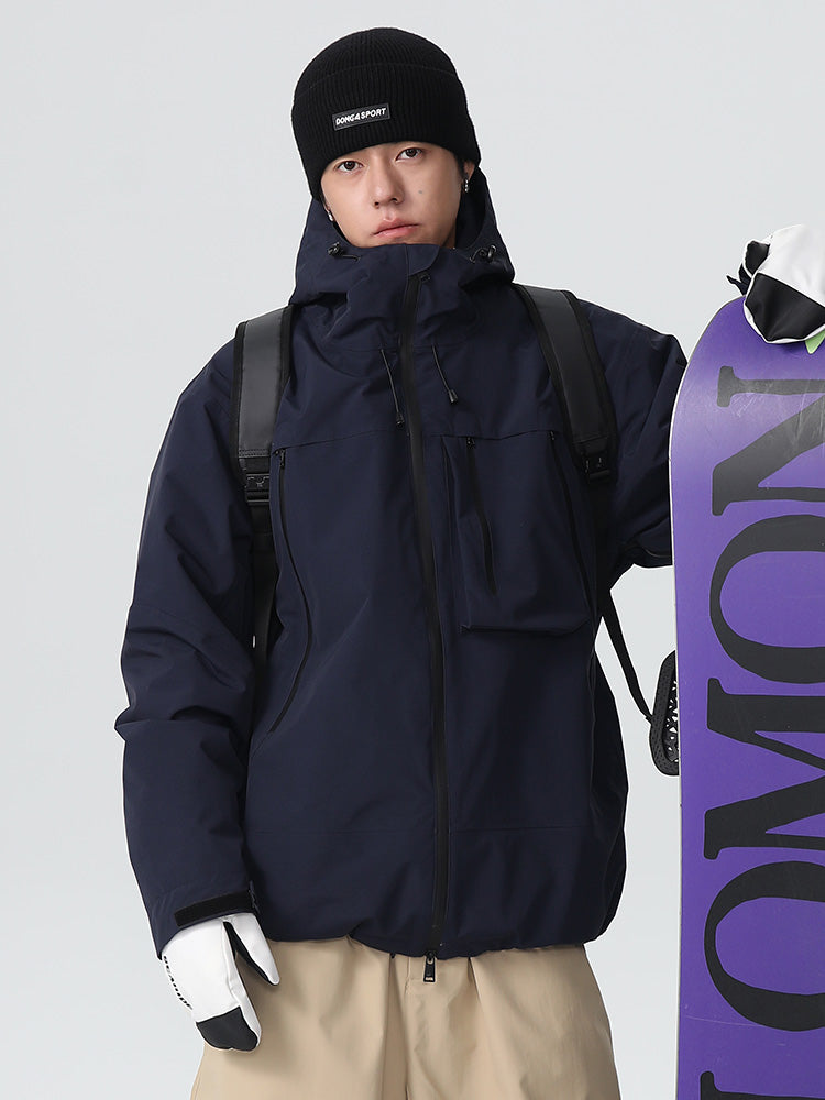 Men's Searipe durable mountain pro all-terrain snow jacket by Les Odettes with hood and rugged design for winter outdoor activities.