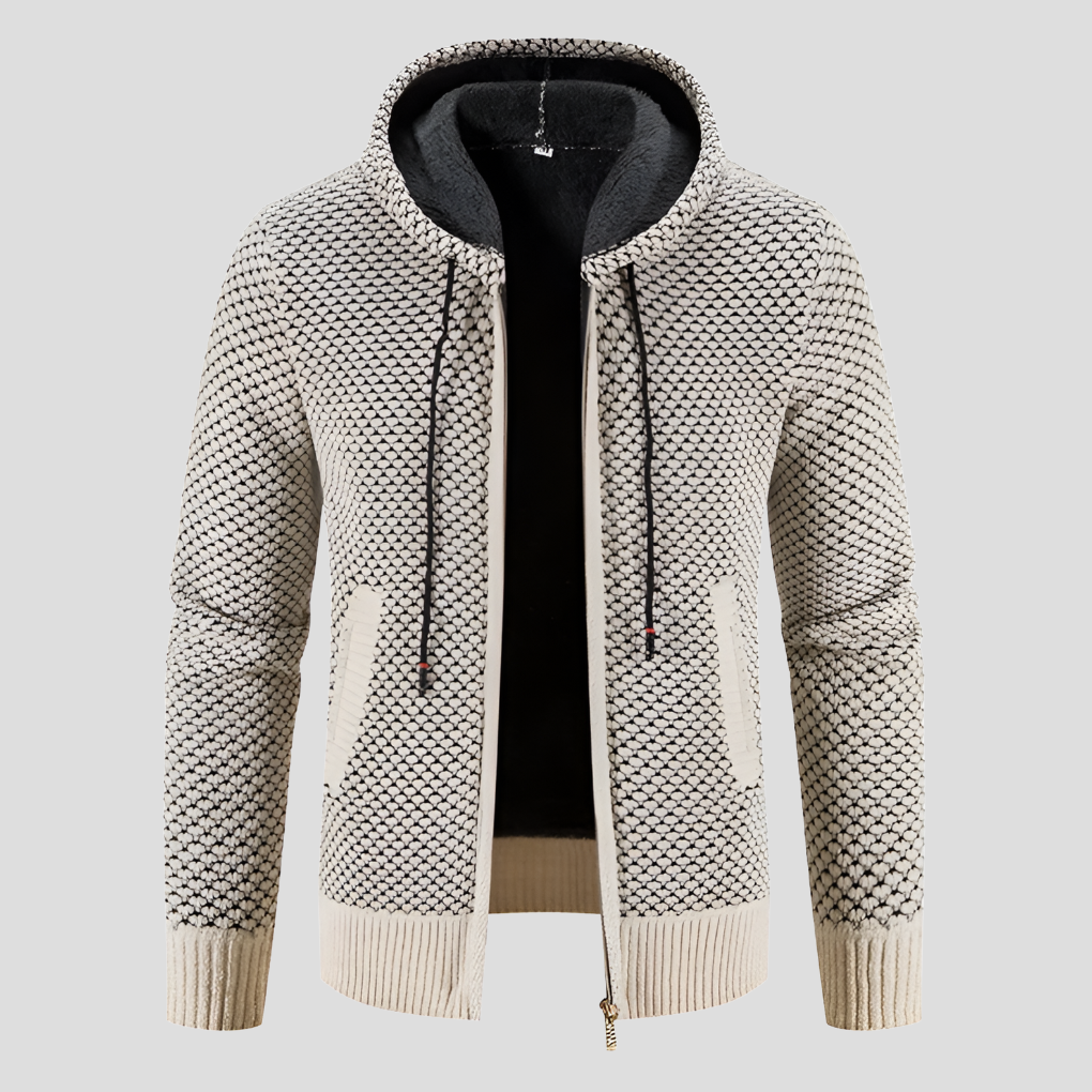 Men's Stylish Knit Cardigan - Warm Fleece-Lined Interior