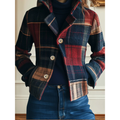 Les Odettes Francesca™ Classic Plaid Jacket, front view showing tailored fit and stylish plaid pattern.
