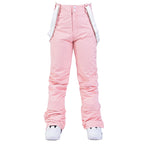 Women's insulated snow pants by Les Odettes, Aurora winter ski bibs with snow-resistant fabric and adjustable straps.