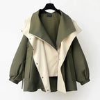 Aurelia™ windbreaker jacket by Les Odettes, mid-length women's trench coat with zipper, suitable for spring and fall weather.