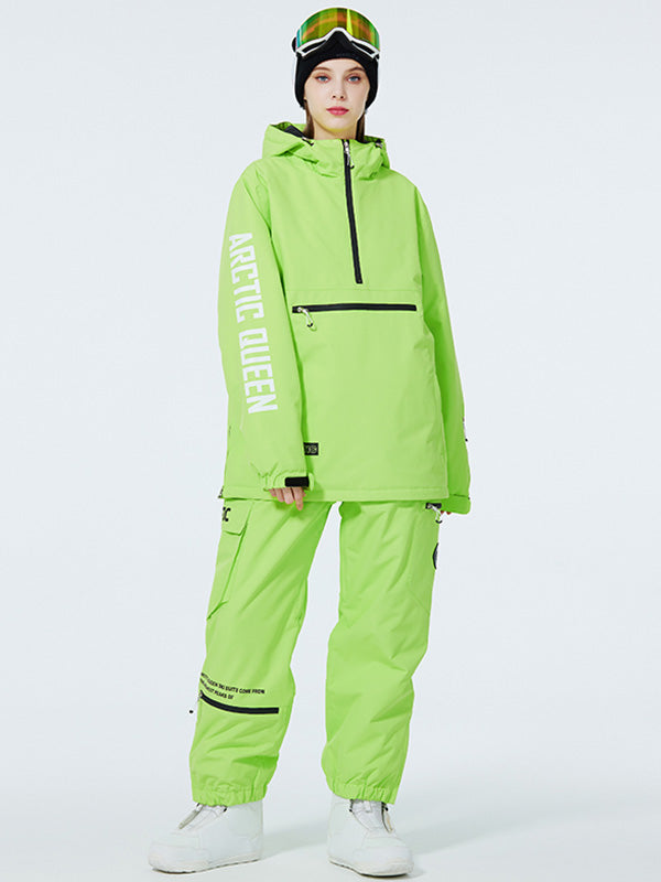 Men's WinterPeak SnowGuard half-zip snowboard anorak suit by Les Odettes, featuring waterproof fabric and insulated design for winter sports.
