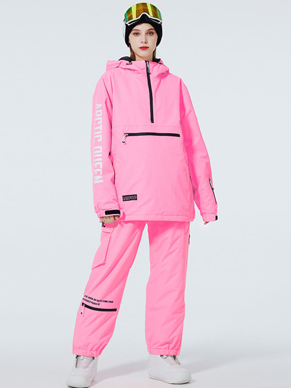 Men's Les Odettes WinterPeak snowguard half-zip snowboard suit with insulated design and waterproof fabric, suitable for winter sports.