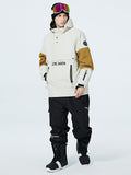 Men's SnowCrest FrostTrek snowboard suit by Les Odettes, half-zip anorak snowsuit with waterproof, insulated design for winter snowboarding.