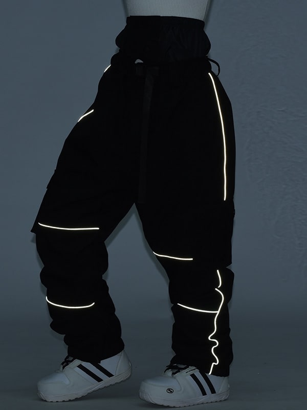 Women's SnowCraze Alpine Explorer freestyle snow pants by Les Odettes, featuring waterproof fabric and adjustable waist for winter snow activities.