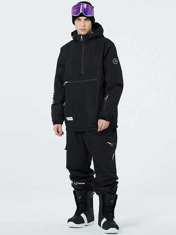 Men's WinterPeak SnowGuard snowboard suit by Les Odettes, featuring a half-zip anorak style with snow-resistant fabric.