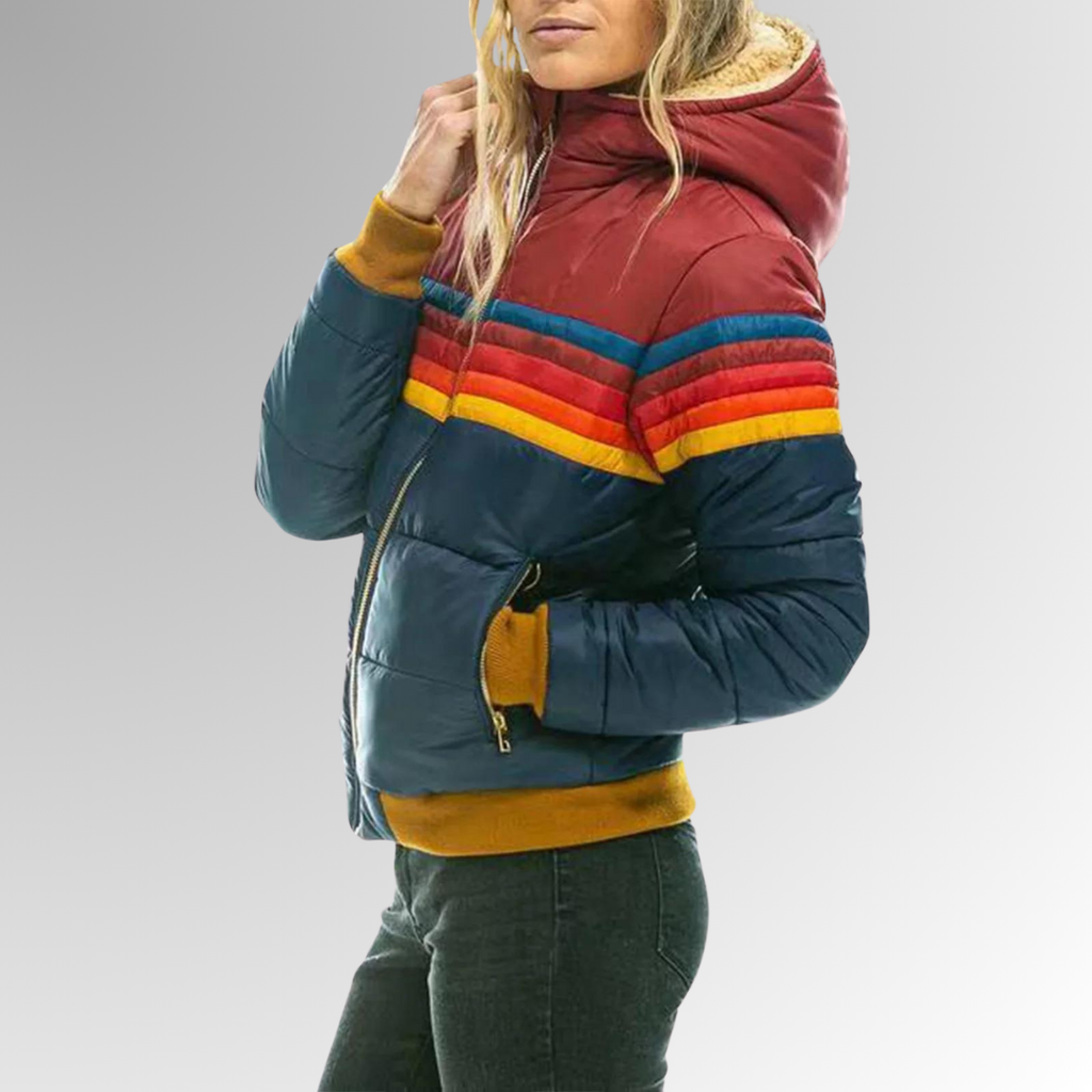 Les Odettes Freya™ Retro Zip Jacket, stylish coat with a zip front and vintage-inspired design, shown in black fabric.