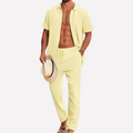 Men’s 2-Piece Beach Suit – Short Sleeve Shirt and Loose Pants Set