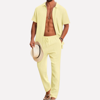 Men’s 2-Piece Beach Suit – Short Sleeve Shirt and Loose Pants Set