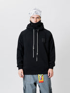 Men's Les Odettes Snowall mountain snow hoodie featuring fleece material, unisex design, with mountain graphic and cozy winter style.