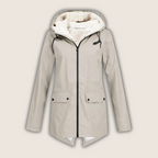 Les Odettes ThermaShell windproof and waterproof rain jacket, lightweight coat with hood, black color, outdoor weather protection