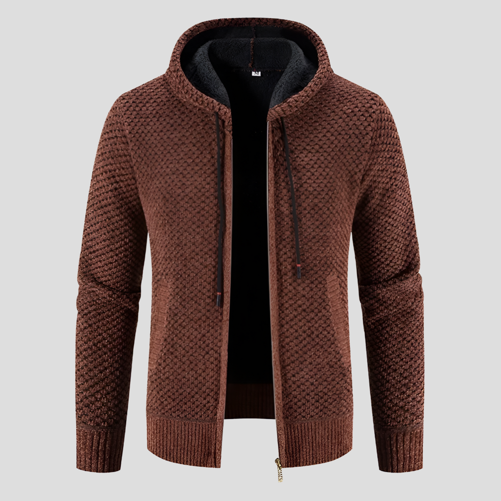 Men's Stylish Knit Cardigan - Warm Fleece-Lined Interior