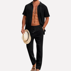 Men’s 2-Piece Beach Suit – Short Sleeve Shirt and Loose Pants Set