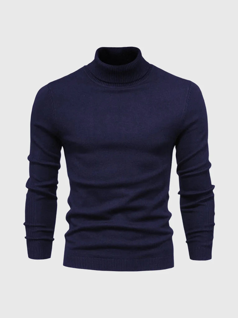 Men's Soft Cotton Turtleneck Sweater - Breathable All-Season Knit