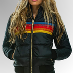 Les Odettes Freya™ Retro Zip Jacket in stylish coat with a front zipper, featuring a classic design and modern details.