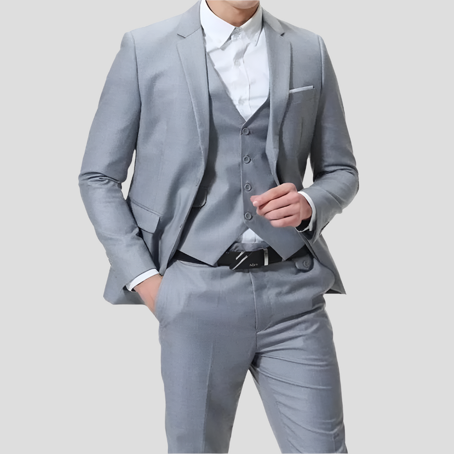 Men’s Black 3-Piece Suit – Slim Fit Formal Blazer Vest Trousers Set