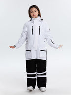 Kids unisex Arctic Queen snowboard snowsuit by Les Odettes, stylish one-piece ski suit with winter insulation and snowproof design.