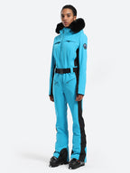 Women's Les Odettes Over Ski Classic Faux Fur One Piece Ski Suit, stylish winter ski apparel with faux fur accents.