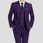 Men’s Black Three Piece Suit – Tailored Formal Blazer Vest and Trousers