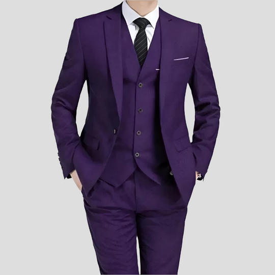 Men’s Black Three Piece Suit – Tailored Formal Blazer Vest and Trousers