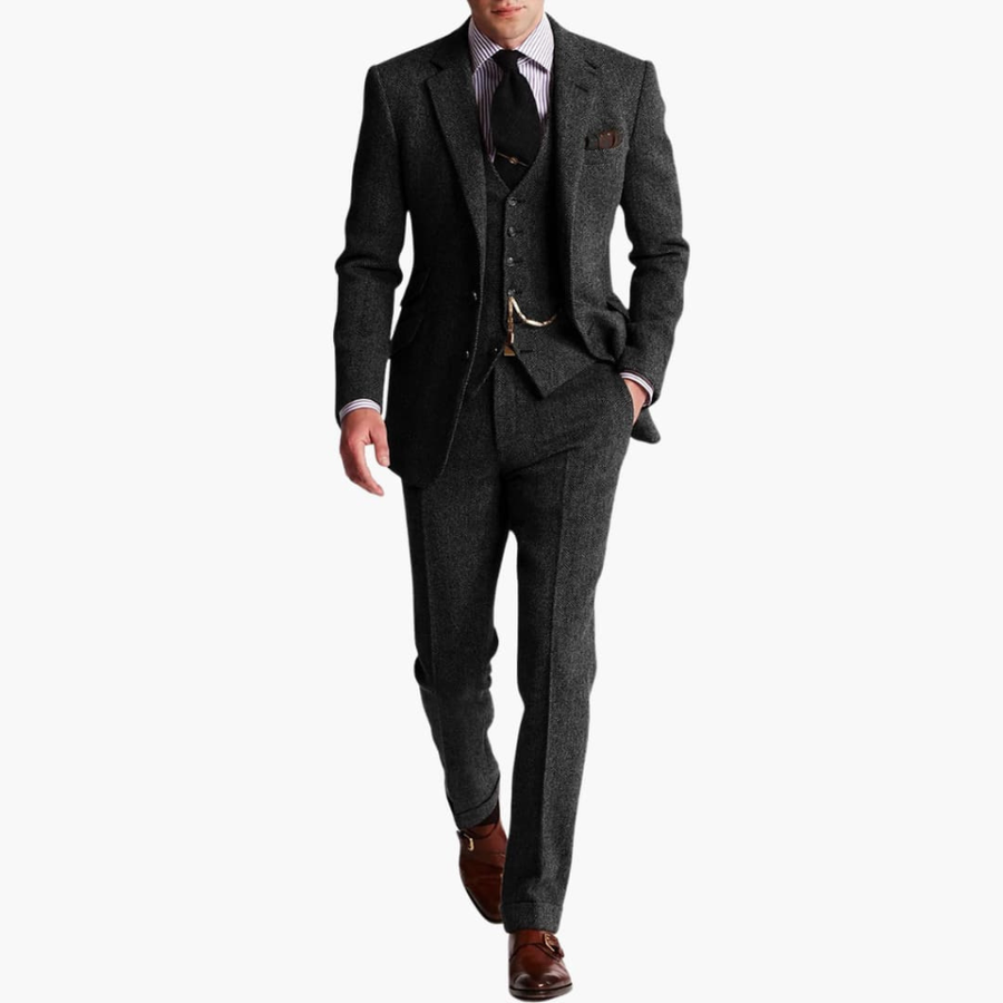 Men’s 3-Piece Formal Suit – Blazer Vest Trousers Set for Business & Weddings